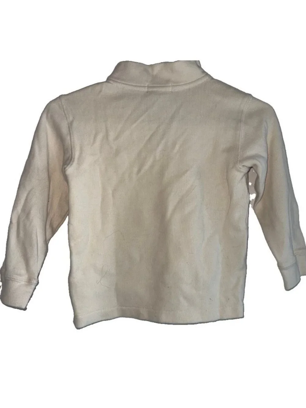 VTG Polo Ralph Lauren Boys Estate Rib 1/4 Zip Pullover Sz 6 Cream Cotton Peru